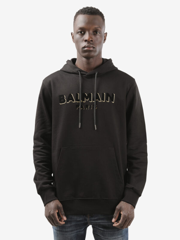 BLACK BALMAIN HOODIE GOLDEN